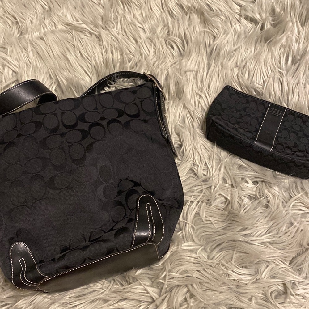 Black Coach Bag with mini pouch